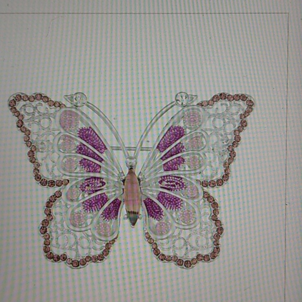 * Clearance * Napier Silver Butterfly Brooch with Pink and Purple Accents